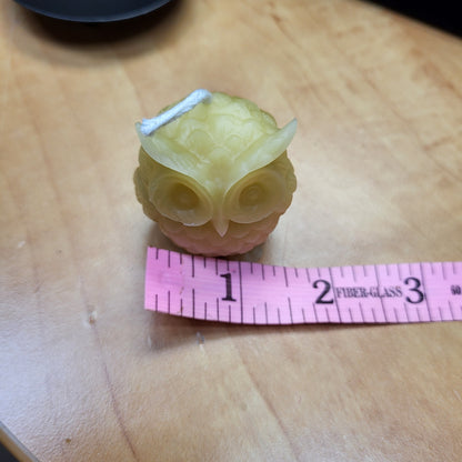 Little beeswax owl candle from Different Branches Crystal Gift Shop in Richfield, Ohio, showing intricate detailing
