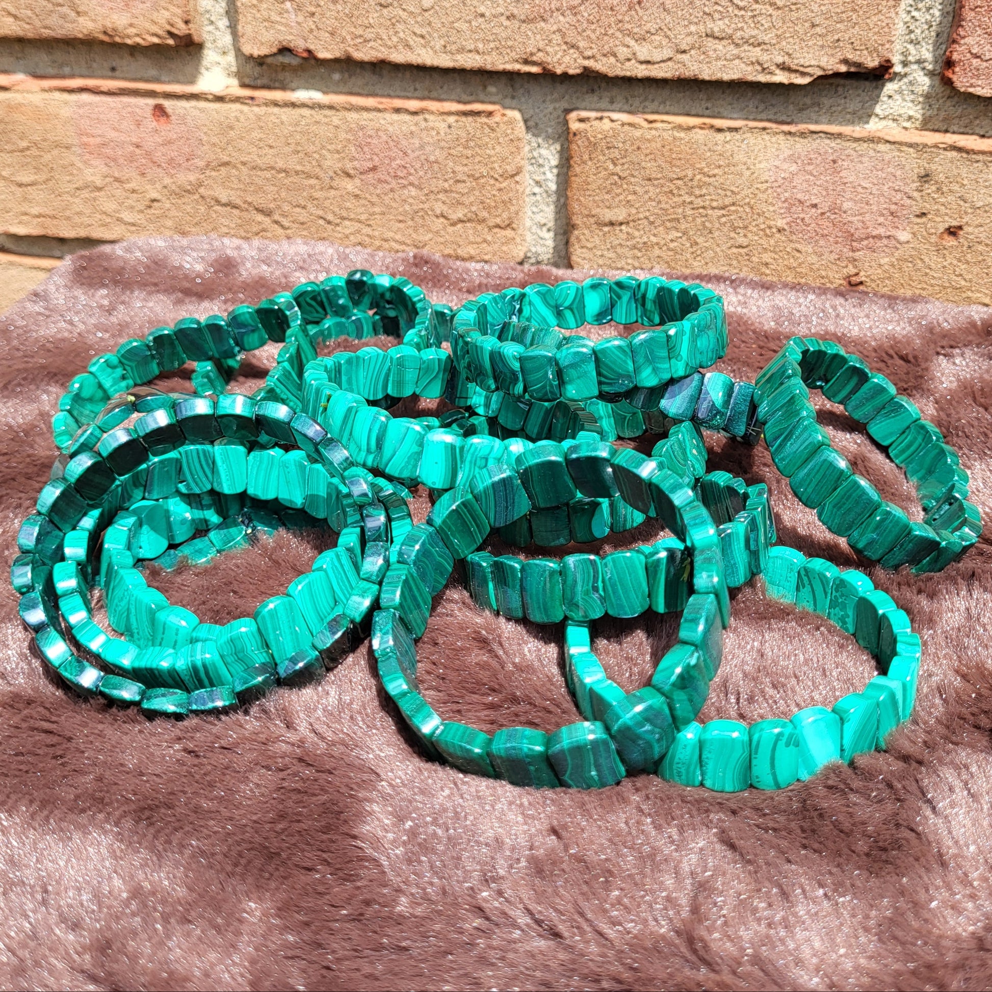 Handcrafted Malachite Bead bracelet in vibrant green, perfect for stylish accessories.