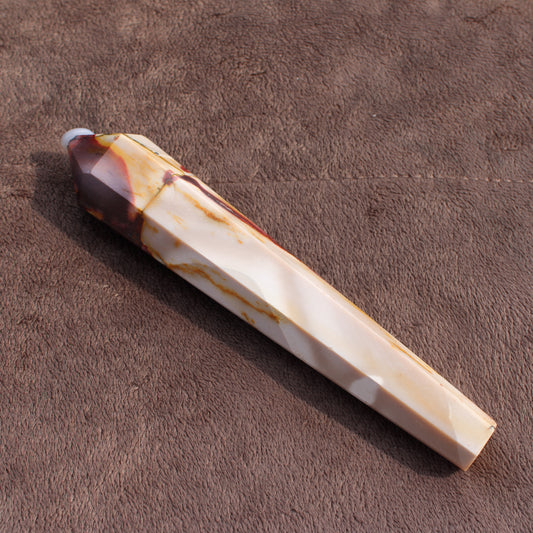 Mookaite Jasper Wand crystal with polished facets and natural earthy tones by Different Branches LLC