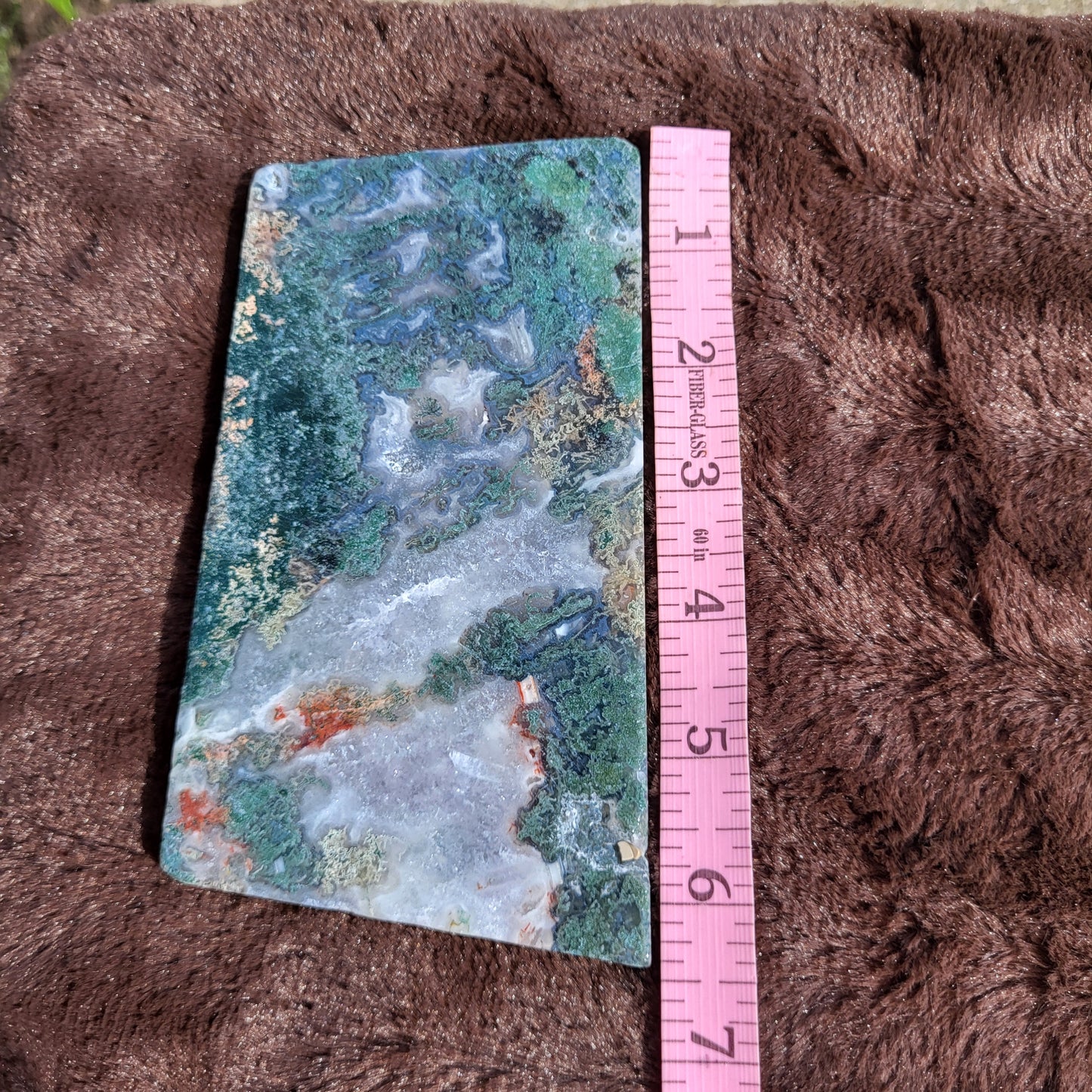 Moss Agate Slab with Unique Patterns and Colors, Perfect for Home Decor or Gift Giving