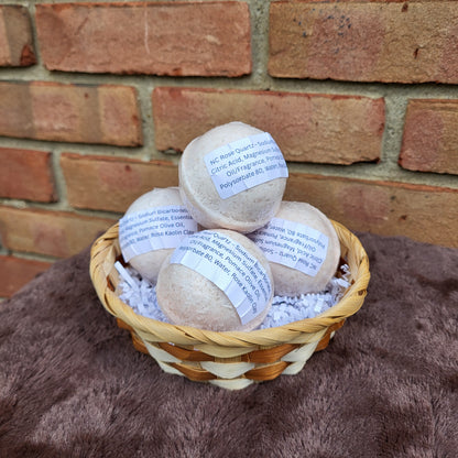 Basket of Made Natural Bath Bombs with Natural Color Lavender, Rose Geranium & Vanilla for Relaxation