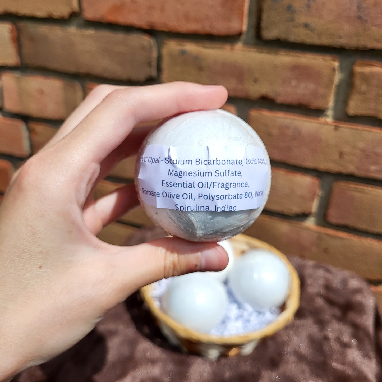 Made Natural Bath Bomb with Natural Color Lavender, Sweet Orange & Clary Sage ingredients for a relaxing soak