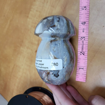 Ocean Jasper Mushroom Crystal Sculpture with Unique Patterns for Home Decor and Healing Energy