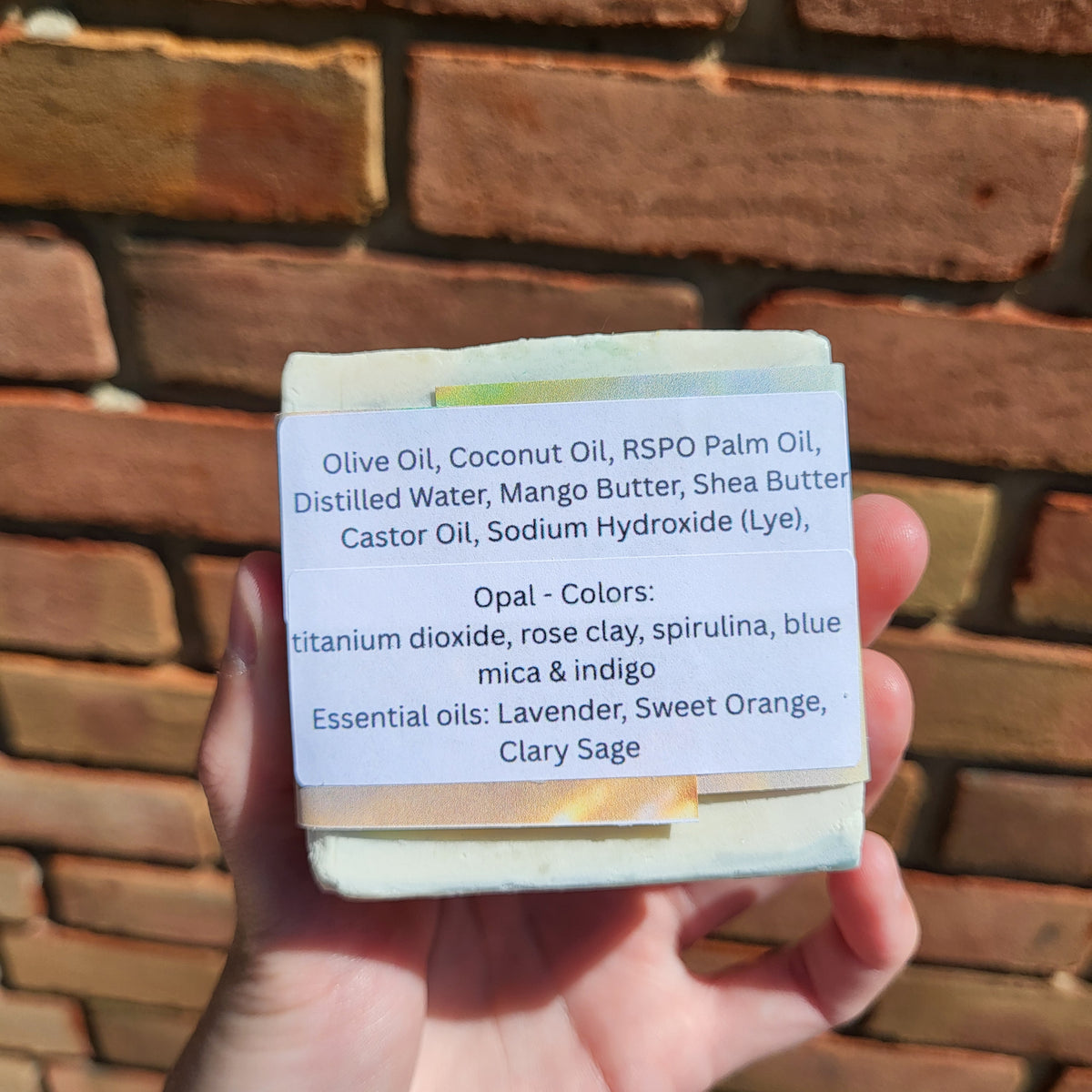 Herbal Boutique Opal Crystal Inspired Soap Clary Sage with natural oils and vibrant colors
