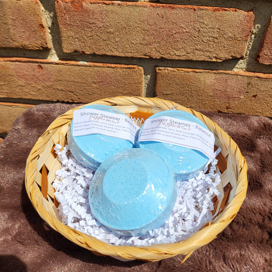 Made Natural Peppermint Shower Steamer in a woven basket for a refreshing and calming shower experience
