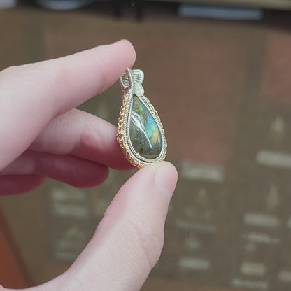 Sterling Silver Labradorite Ethiopian Opal Tear Drop Pendant