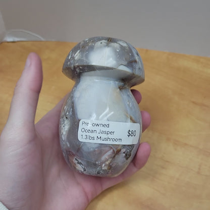 Pre-Owned Ocean Jasper Mushroom – Polished Crystal Carving | Sold As Is