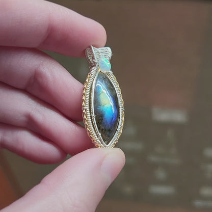 Sterling Silver Labradorite Ethiopian Opal Pendant