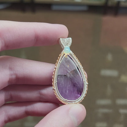 Amethyst & Ethiopian opal sterling silver pendant