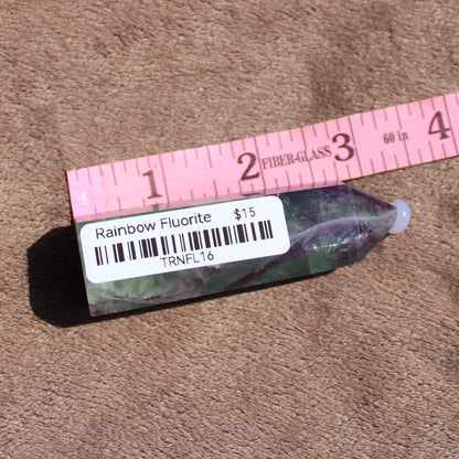 Rainbow Fluorite tower with a smooth finish, perfect for crystal healing and home decor