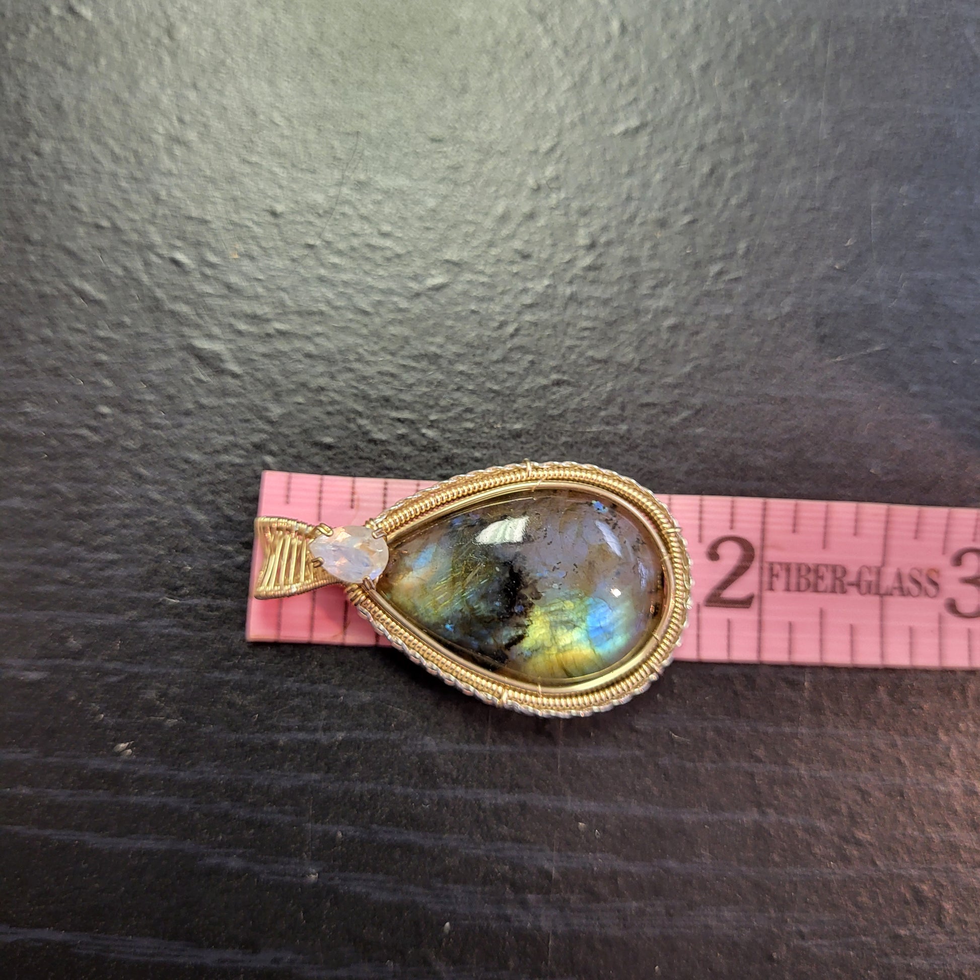 Rainbow Moonstone & Labradorite 14k Gold fill pendant crafted by Different Branches Crystal Gift Shop