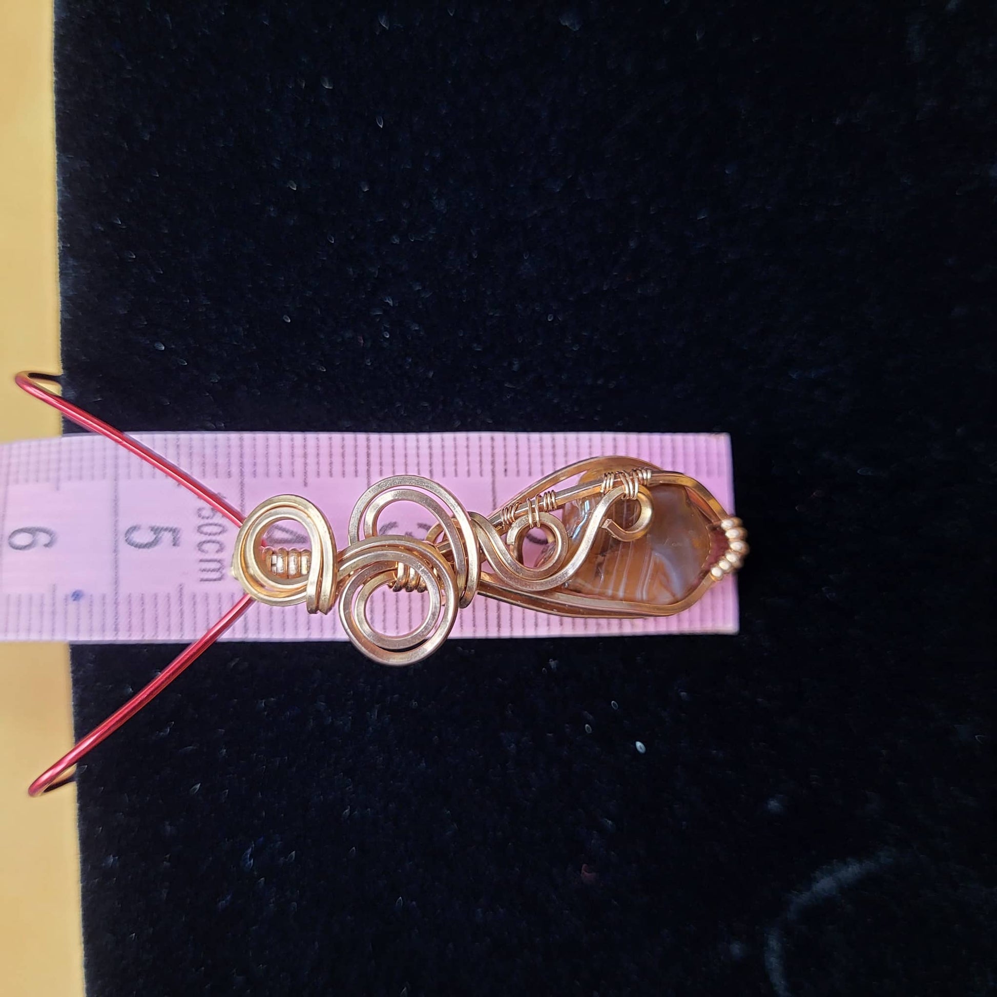 Unique Red Agate Pendant Necklace with Gold Wire Wrap and Adjustable Red Cord