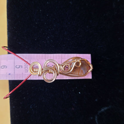 Unique Red Agate Pendant Necklace with Gold Wire Wrap and Adjustable Red Cord
