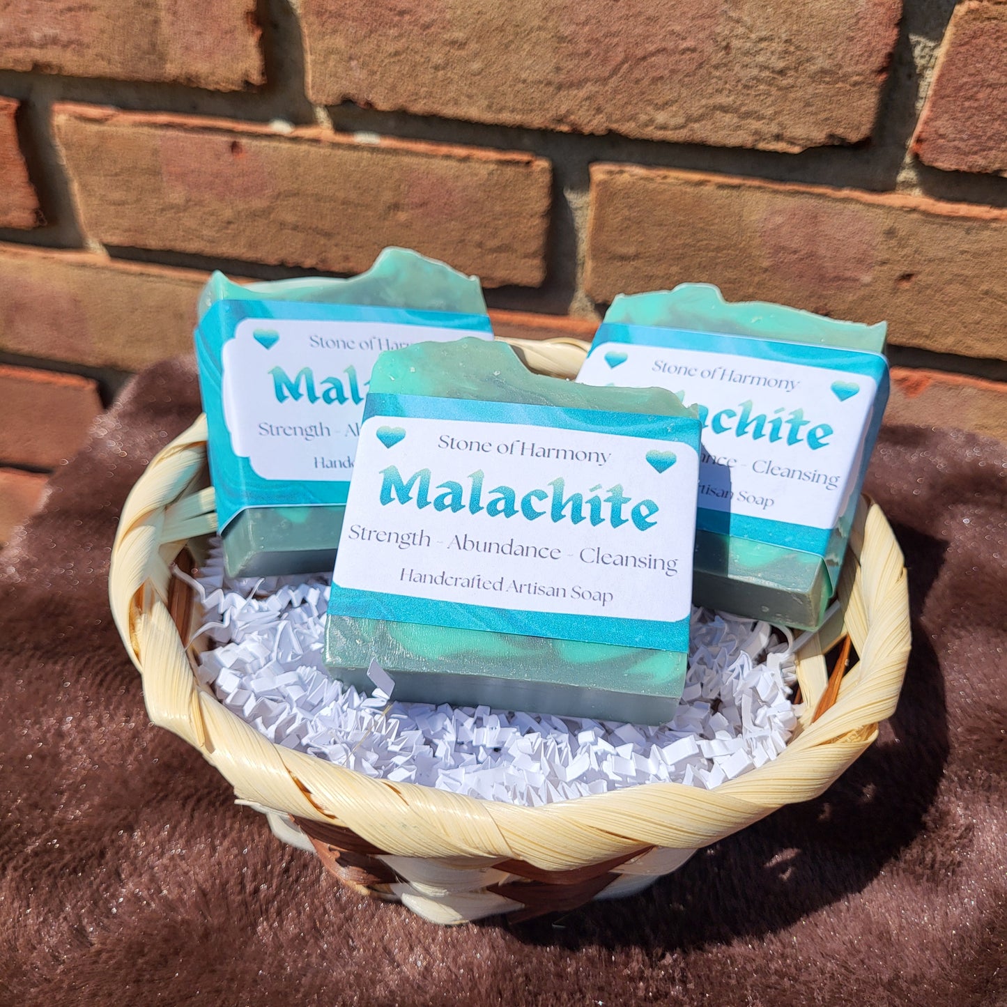 Malachite Crystal Inspired Soap | Cedarwood, Sweet Orange & Eucalyptus | Handmade Artisan Soap | Strength & Abundance Gift