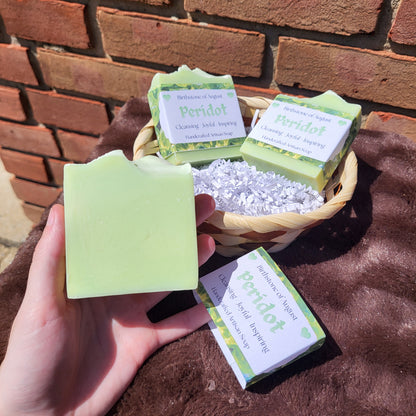 Peridot Crystal Inspired Soap | Lemon, Sweet Orange & Spearmint | Handmade Artisan Soap | Cleansing & Joyful Gift