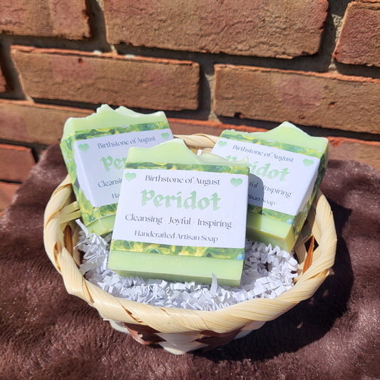 Peridot Crystal Inspired Soap | Lemon, Sweet Orange & Spearmint | Handmade Artisan Soap | Cleansing & Joyful Gift