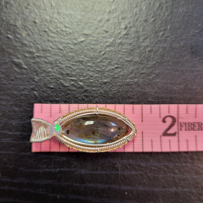 Sterling Silver Labradorite Ethiopian Opal Pendant