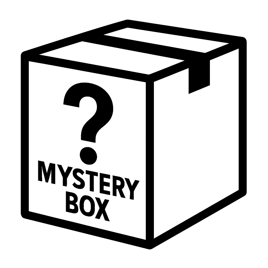 Mystery box with question mark labeled Mystery Box featuring Crystal mystery box picked by Sarah