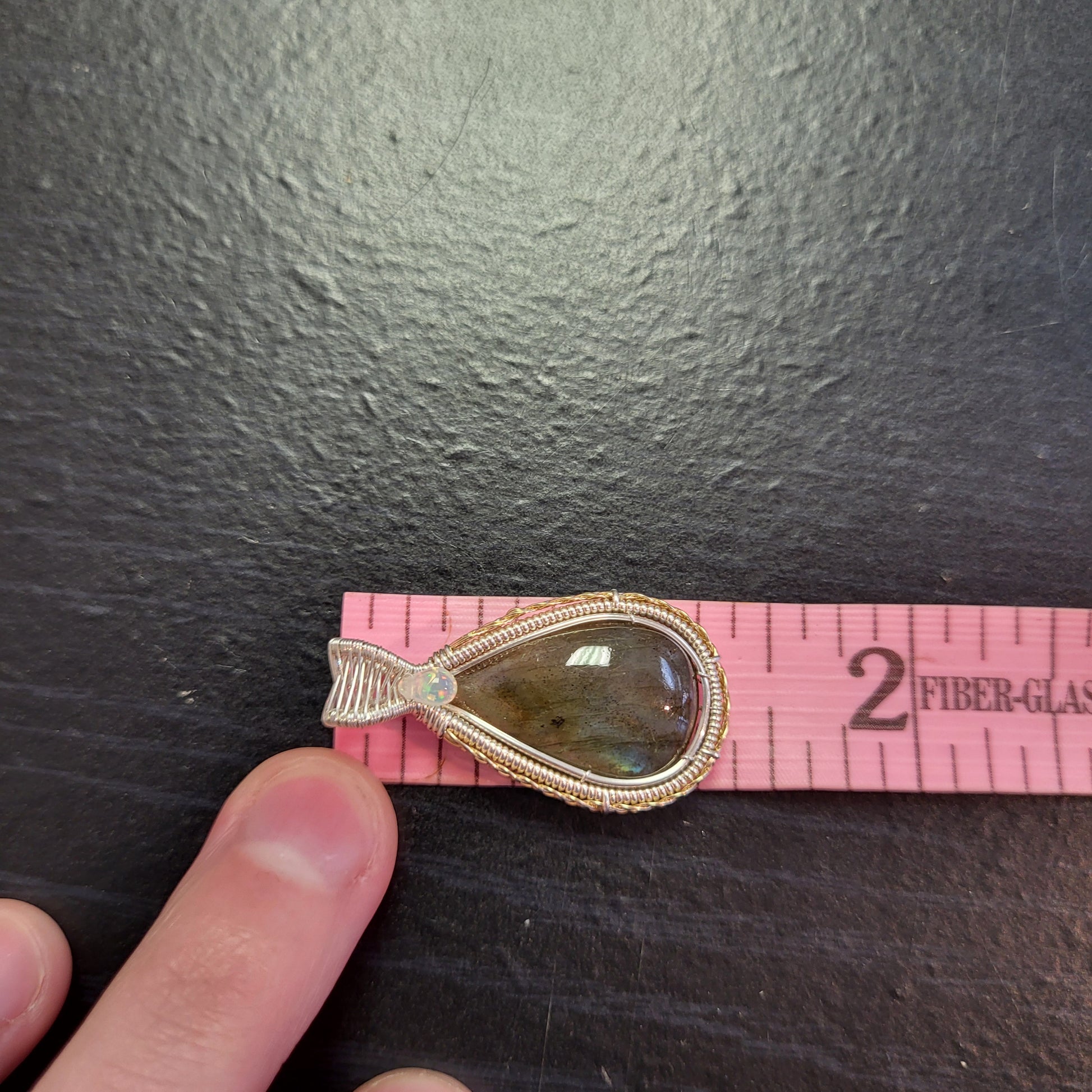 Sterling Silver Labradorite Ethiopian Opal Tear Drop Pendant with Elegant Detailing by Different Branches