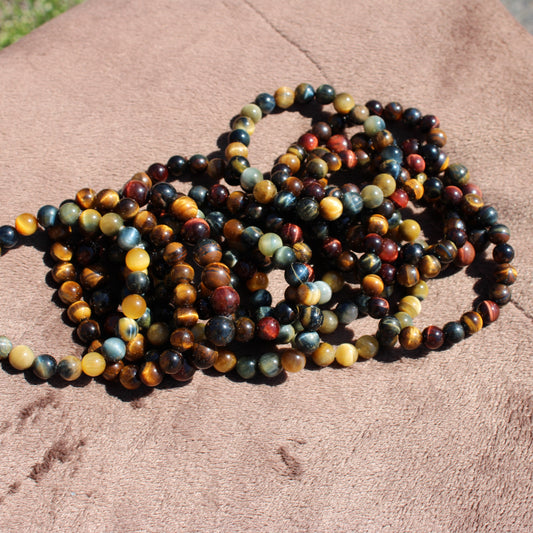 Multicolored Tiger eye Bracelet collection featuring natural stone beads for stylish accessorizing